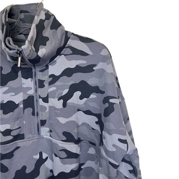 Old Navy Men’s Gray Camo 1/2 Zip Mock Neck Pullover Sweatshirt Size Large - Picture 5 of 10